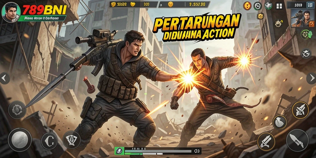 Tampilan seru dari gameplay Action 789BNI yang mengasyikkan.