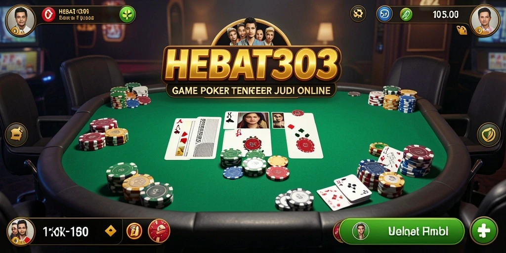 Tampilan gameplay utama HEBAT303 dengan aksi Poker yang seru.