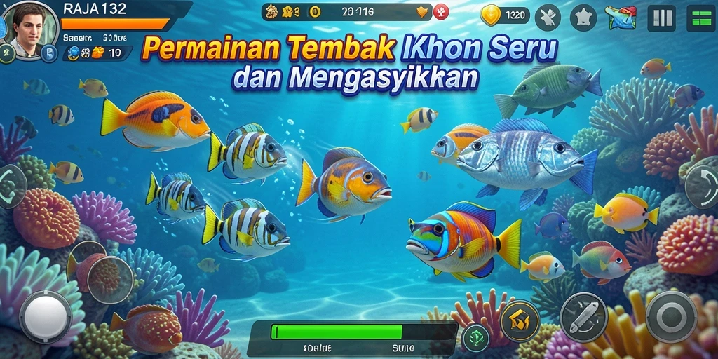 Tampilan gameplay menarik dari RAJA132 saat berburu ikan.